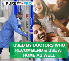Purefypro germ-kill claim graphic emphasizing disinfecting power