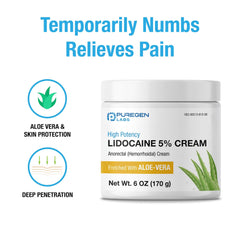 Puregen Labs aloe-enriched cream jar provides soothing relief from itching.