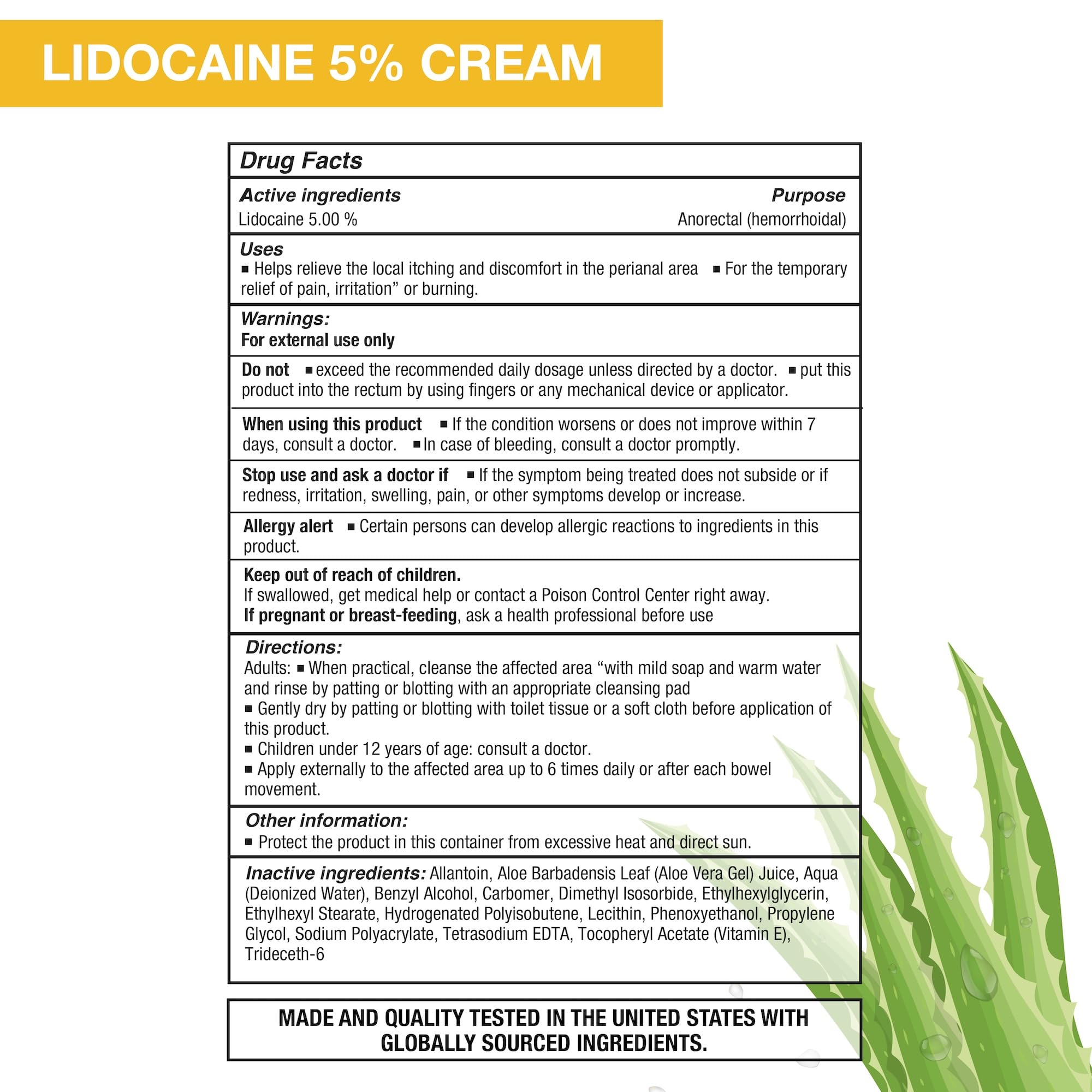 Puregen Labs Aloe Vera enriched cream packaging close-up highlighting ingredients.