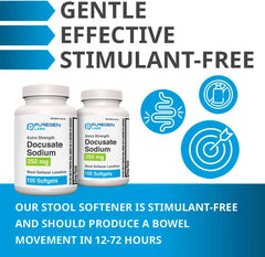 Puregen Labs Docusate 250 mg softgels blister pack ready