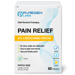 Puregen Labs Lidocaine patch for the back provides fast numbness and temporary pain relief