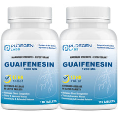 Puregen Labs Mucus Relief bottle front view showing 12-hour non-drowsy relief