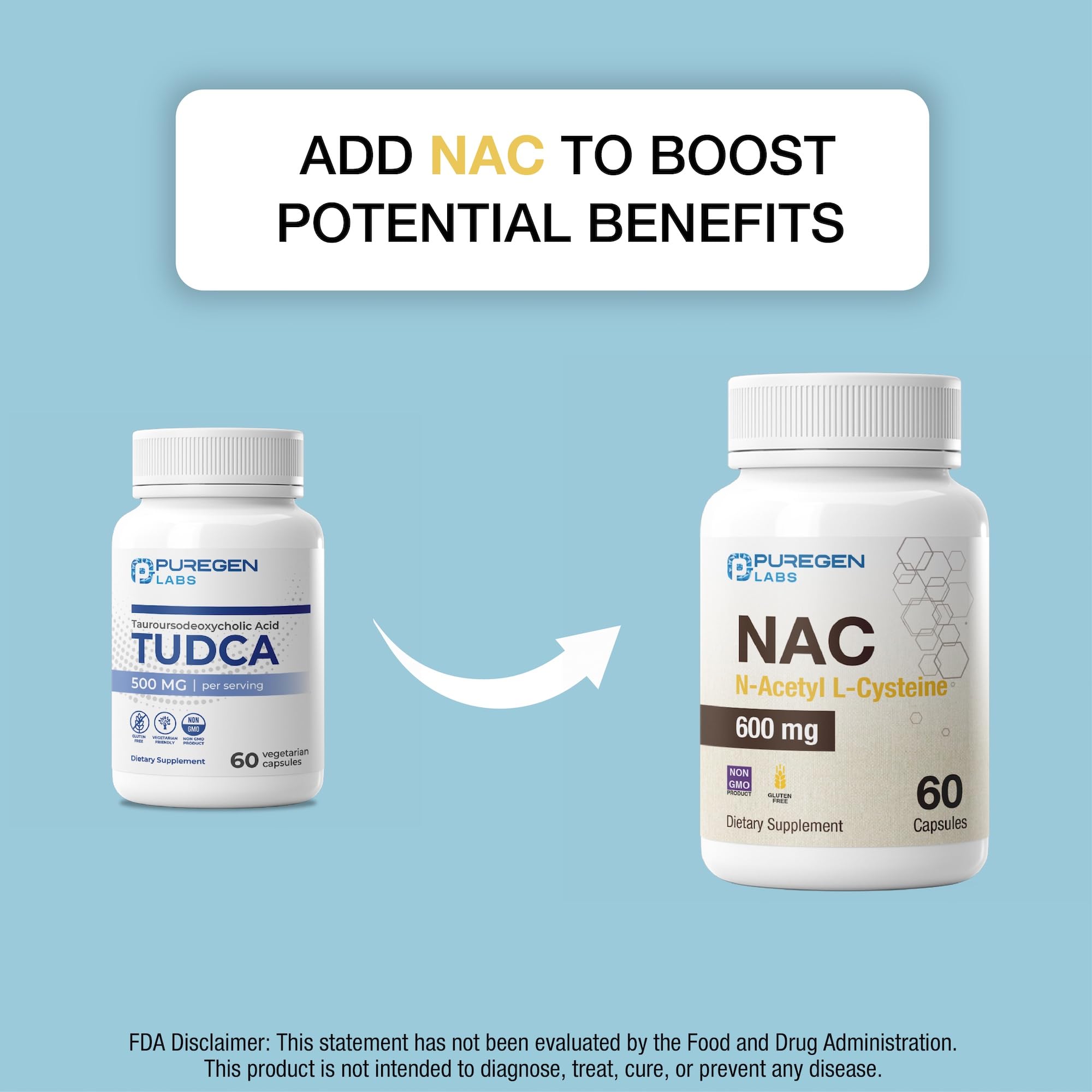 Puregen Labs TUDCA vegetarian capsules with clean formula