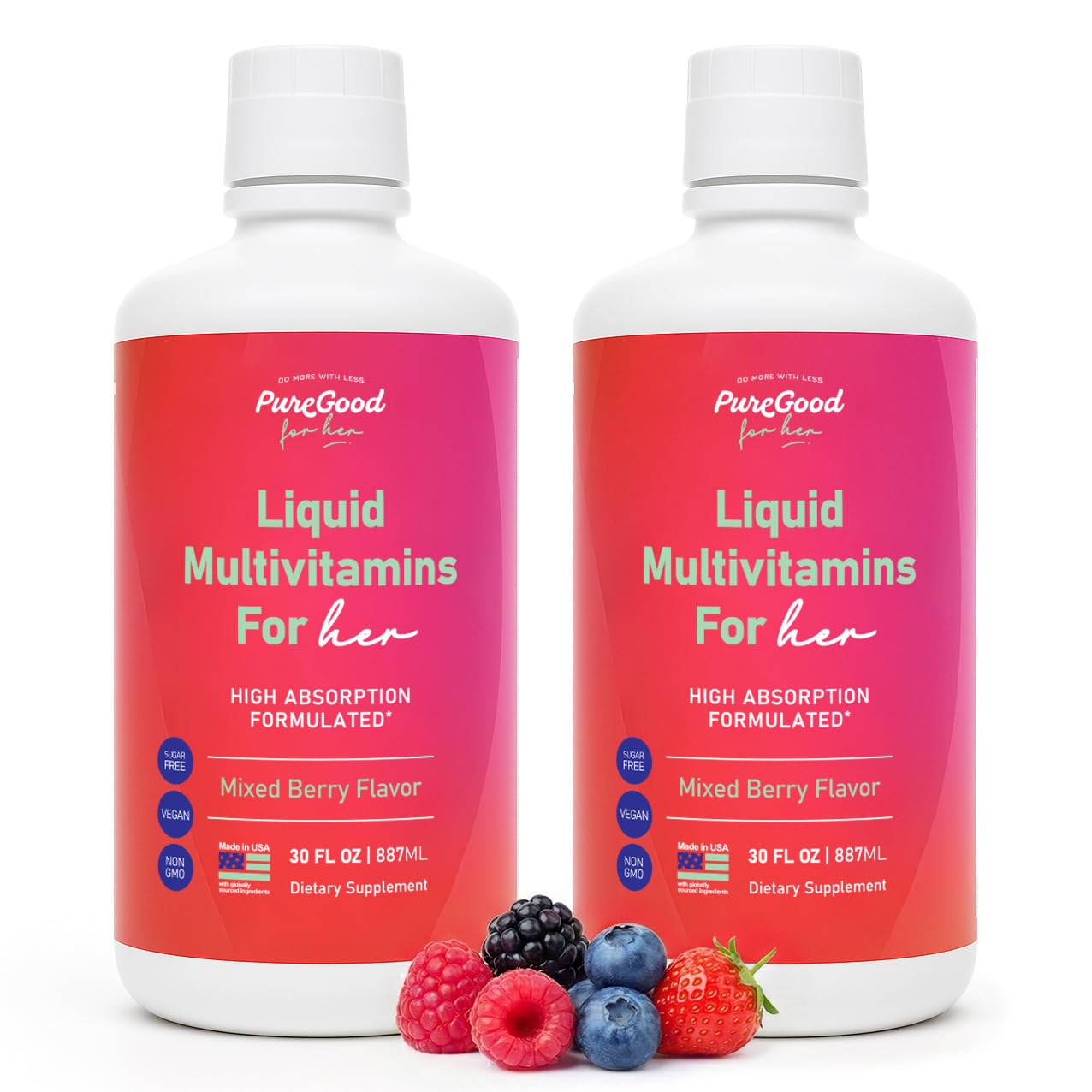 PureGood Women’s Liquid Multivitamin bottle for daily energy and wellness.