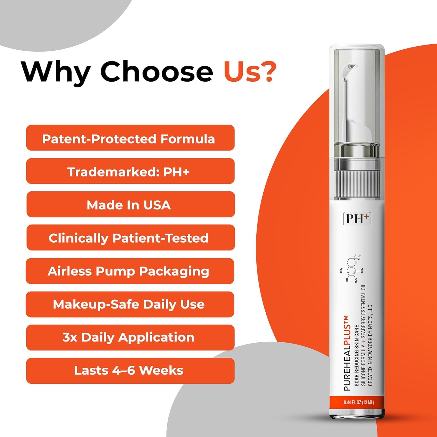 PureHealPlus scar gel texture close-up, lightweight and non-greasy