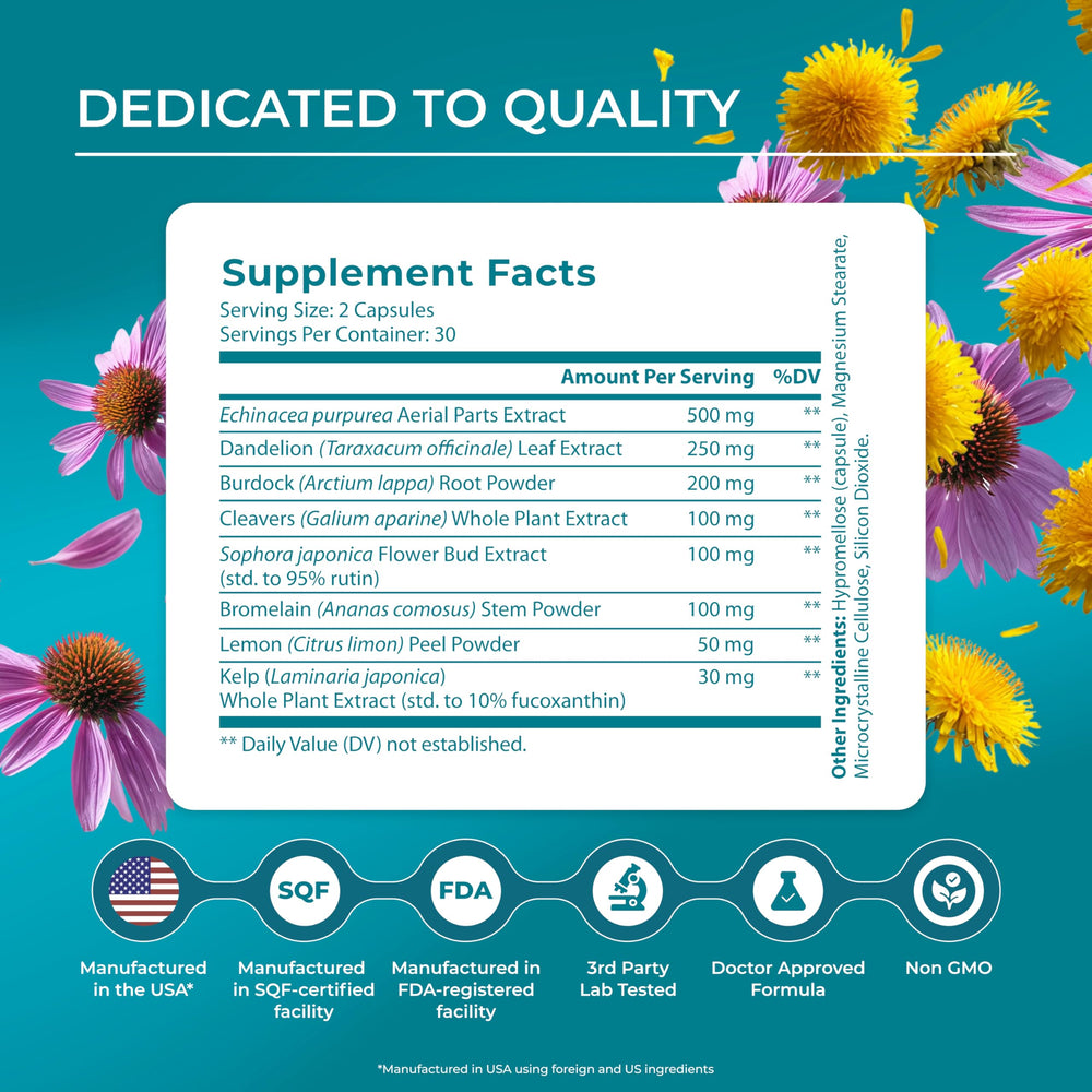 PureHealth Research bottle label close-up highlighting burdock powder for cleansing support