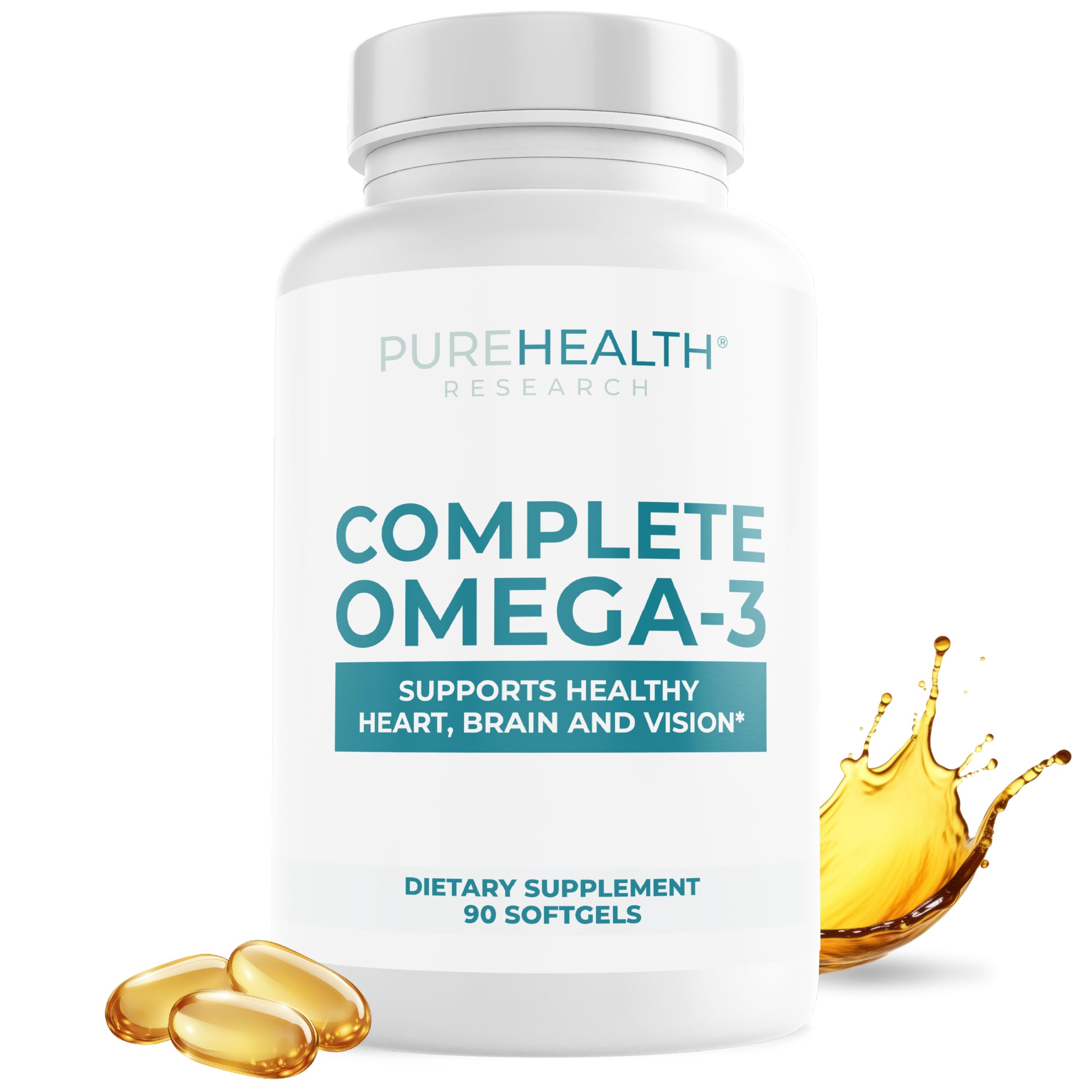 PureHealth Research Complete Omega 3 softgels bottle for daily wellness routine