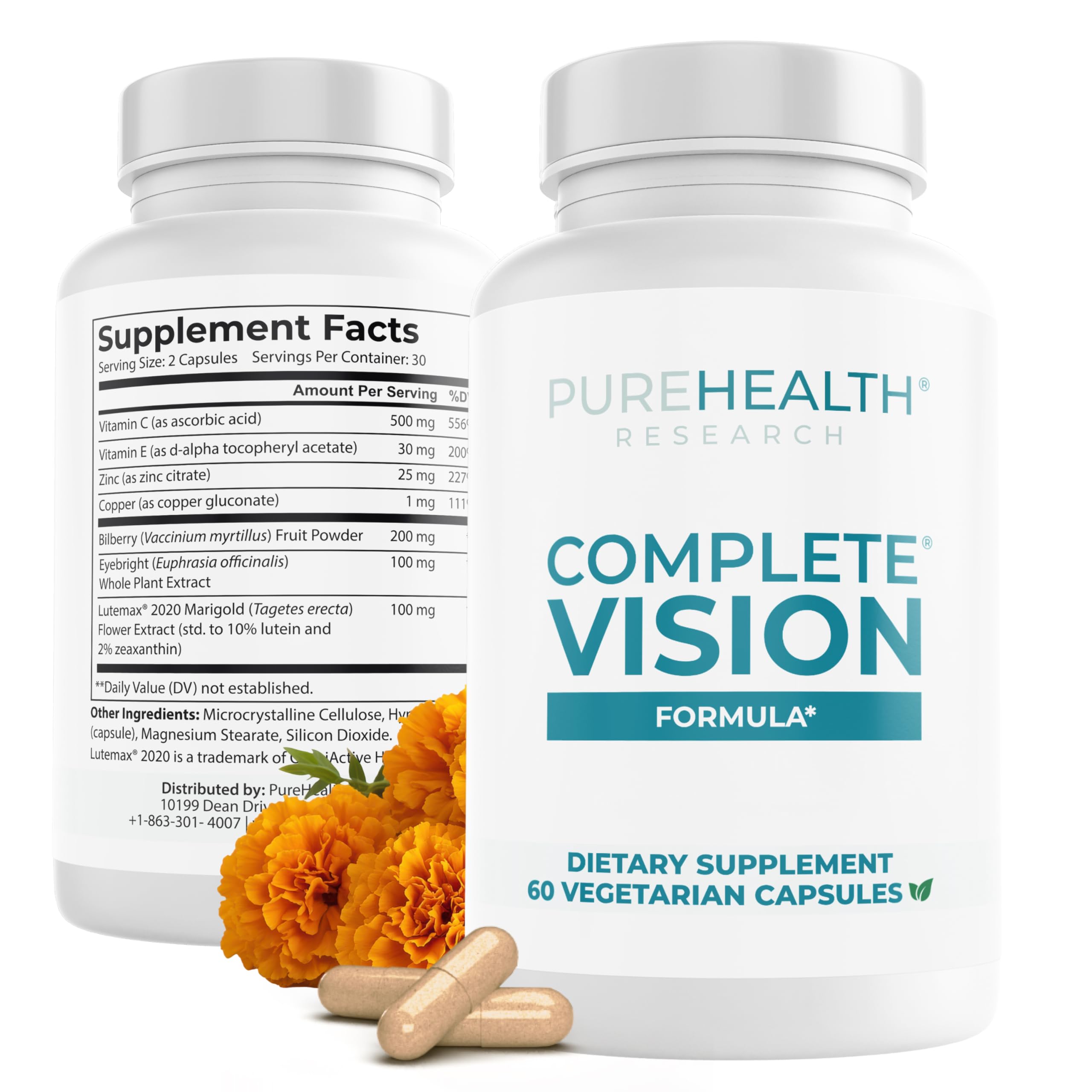 PUREHEALTH RESEARCH Complete Vision Formula bottle cap for daily eye support.