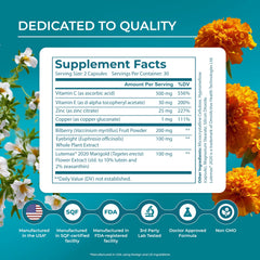 PUREHEALTH RESEARCH Complete Vision Formula capsules in hand for daily use.