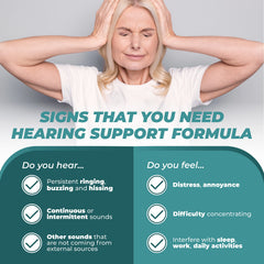 PureHealth Research Hearing Support Formula capsules on a table suggest daily use.