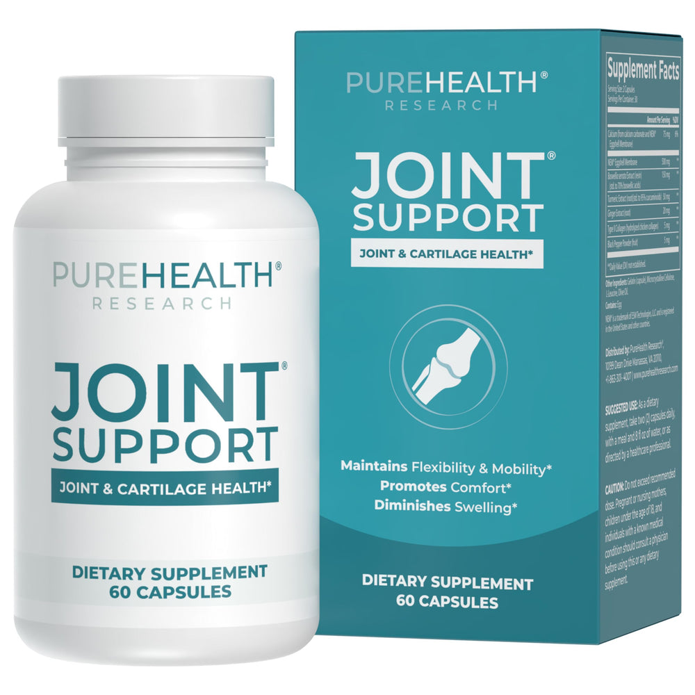 PureHealth Research Joint Support capsules showing NEM eggshell membrane for joint comfort support
