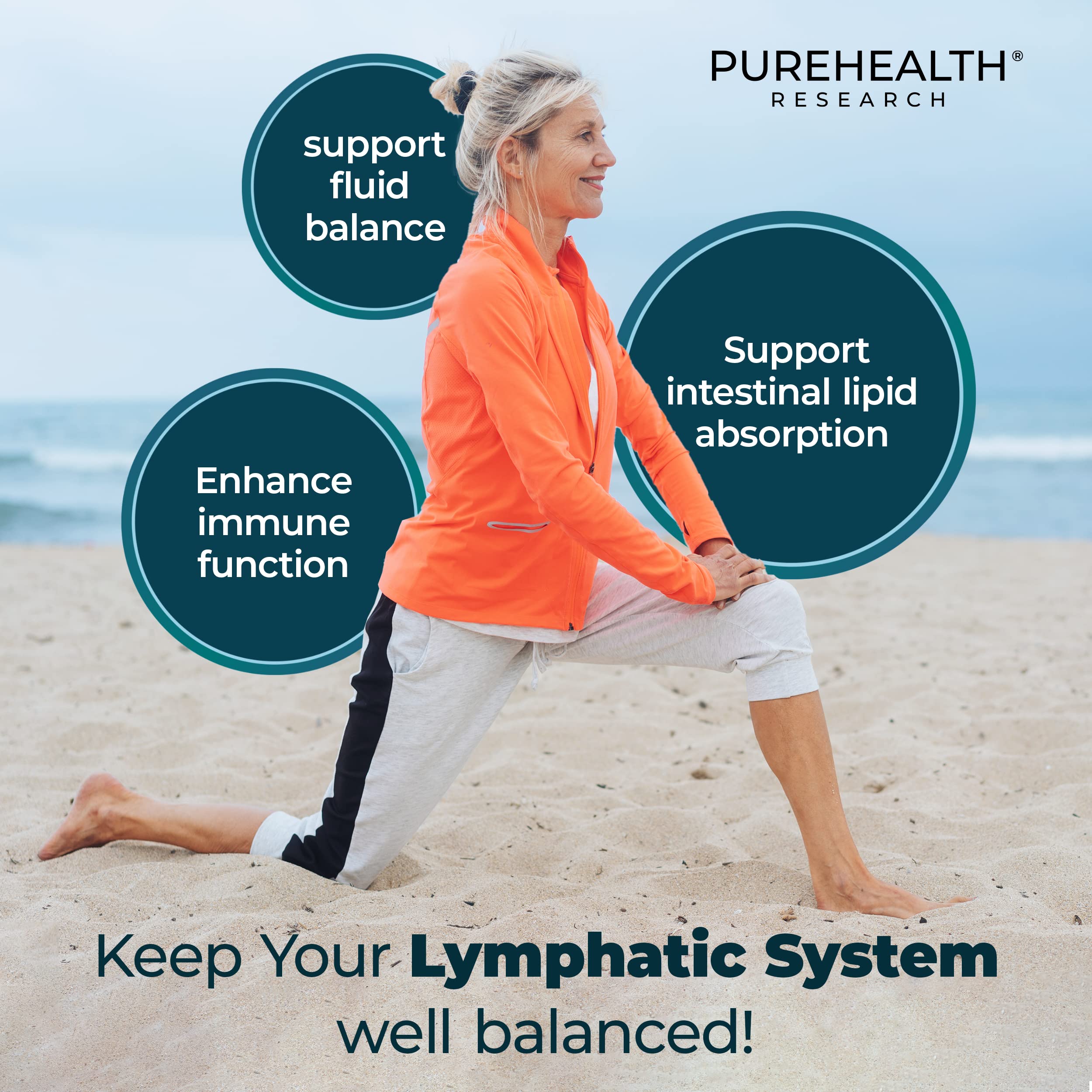 PureHealth Research Lymph System Support vegan-friendly icon indicating plant-based formula