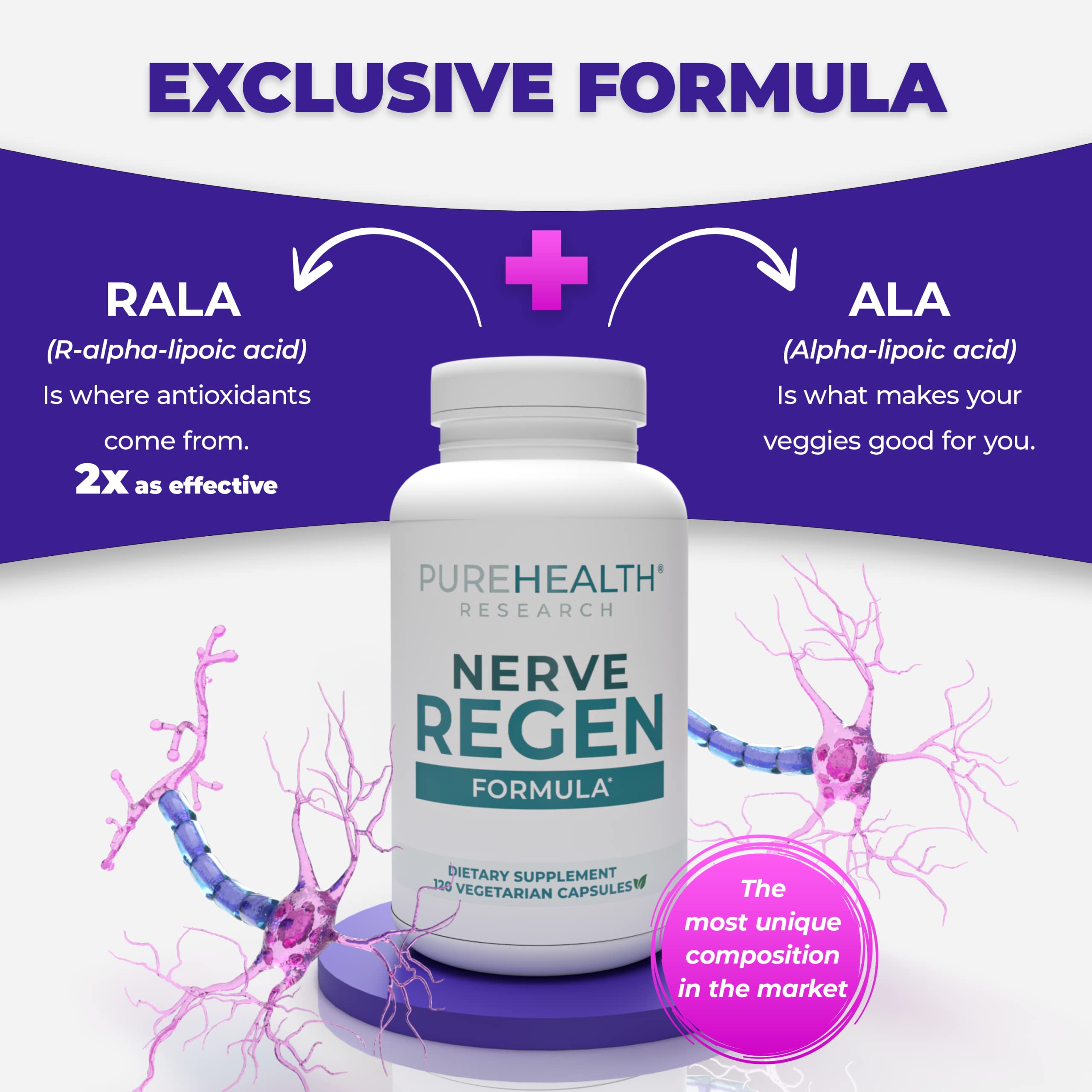 PureHealth Research Nerve Regen USA-made label indicating manufacturing standards