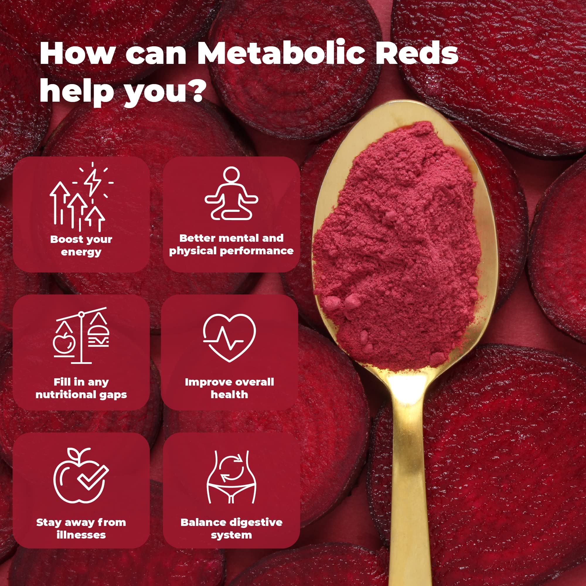 Berry blend ingredients in PureHealth Reds Superfoods Powder jar signaling daily vitality