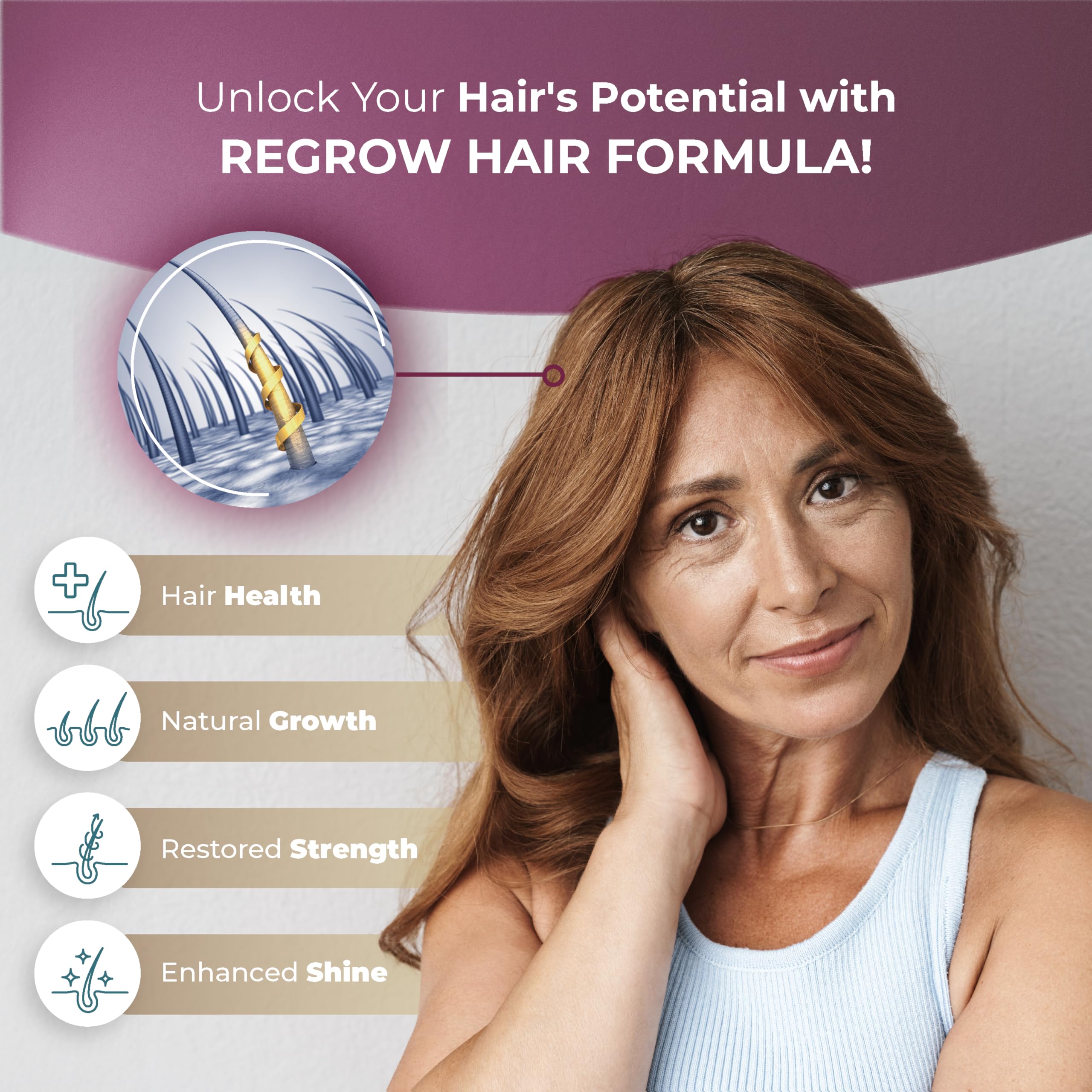 PUREHEALTH RESEARCH ReGrow ingredients blend with saw palmetto and biotin for hair health.