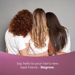 PUREHEALTH RESEARCH ReGrow product shot suggests easy, sustainable daily use for hair growth.