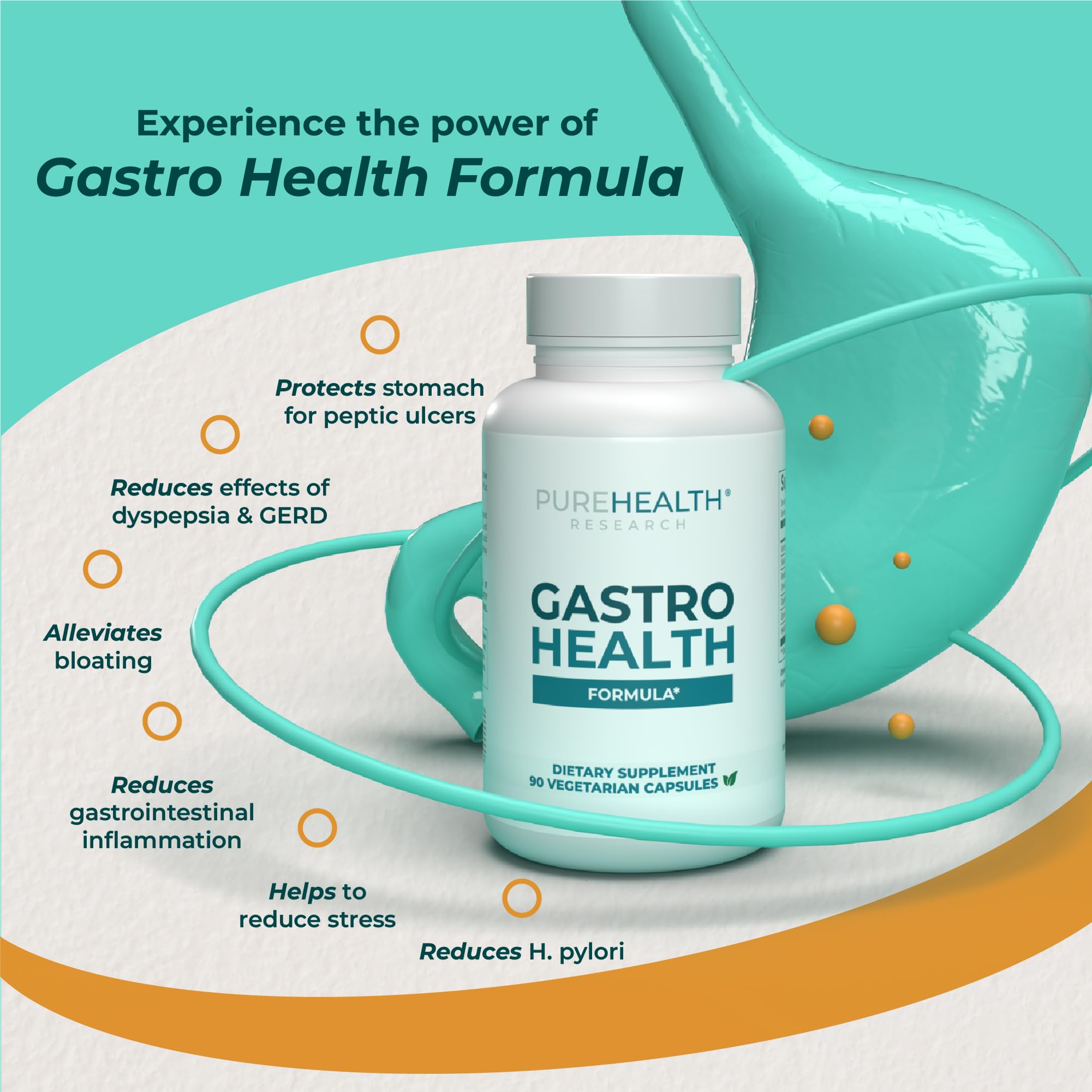 PureHealth Research Gastro Health rhodiola-rosea bottle display for adaptogenic mood support