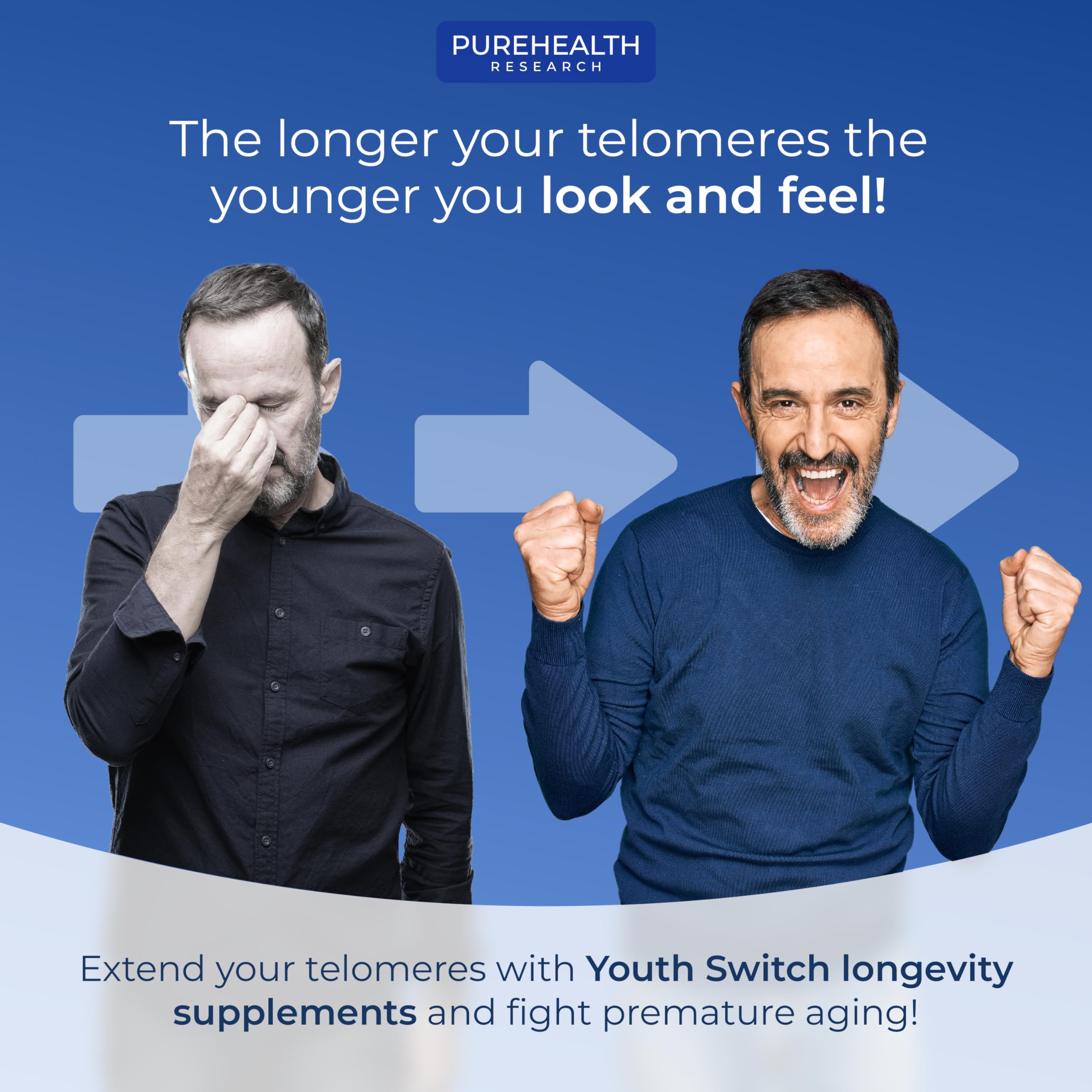PureHealth Research Youth Switch with Ashwagandha imagery suggesting resilience support.