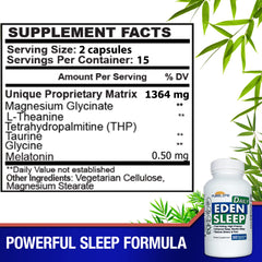 Eden Daily Sleep label close-up emphasizing the new THP blend.