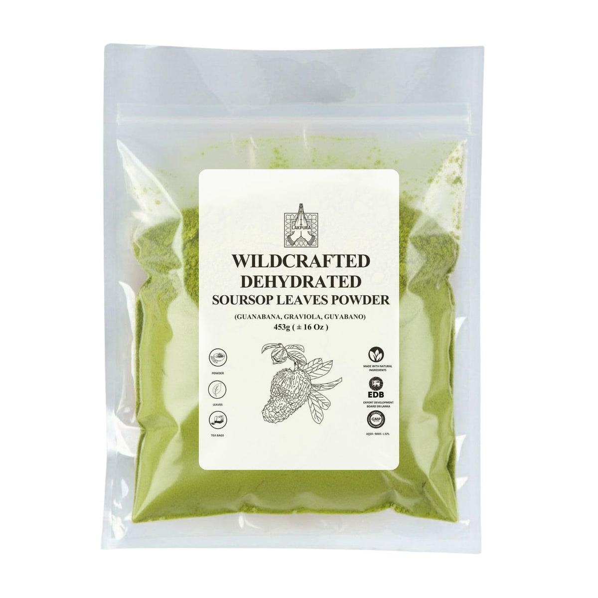 Purelife Herbs Graviola leaves powder bottle for convenient daily herbal use.