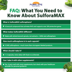 PureLife organic broccoli sprouts label emphasizing natural source