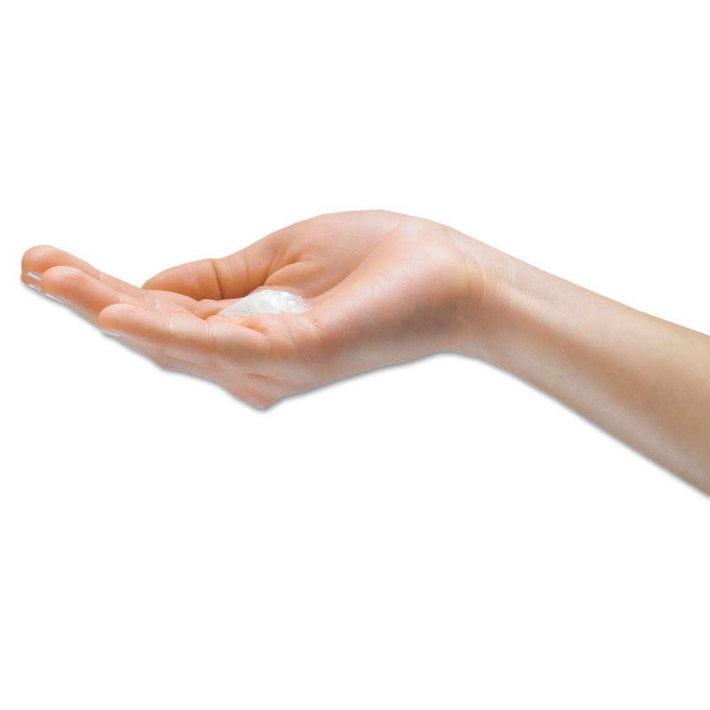 Purell Advanced Foam dispenser pump in use for quick hand sanitizing.