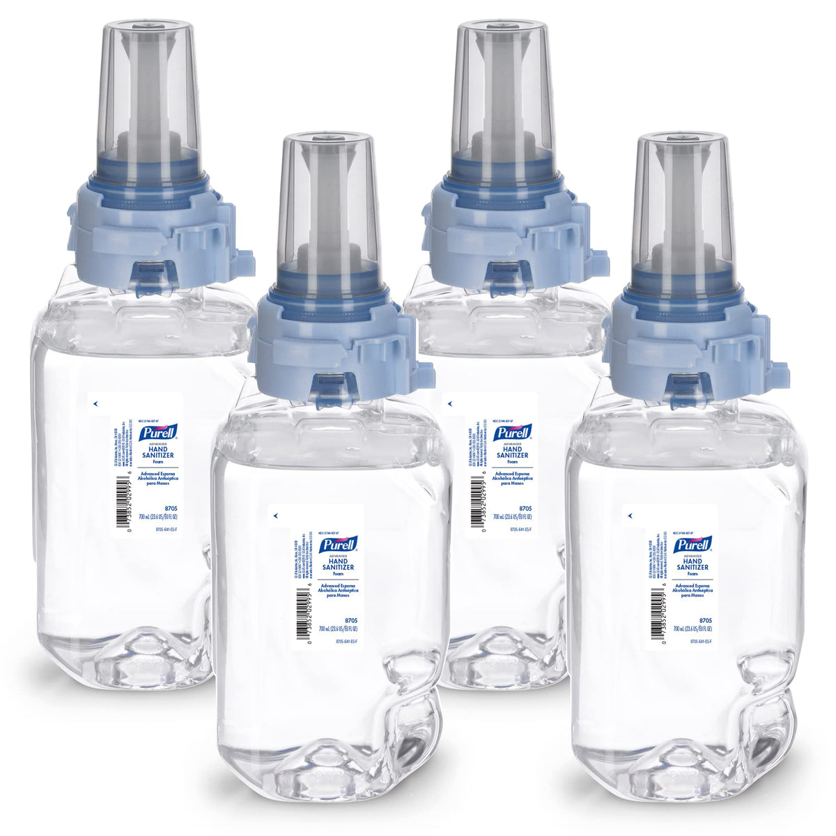 Purell Advanced Foam refill bottle clear packaging shows fill level for easy restocking.
