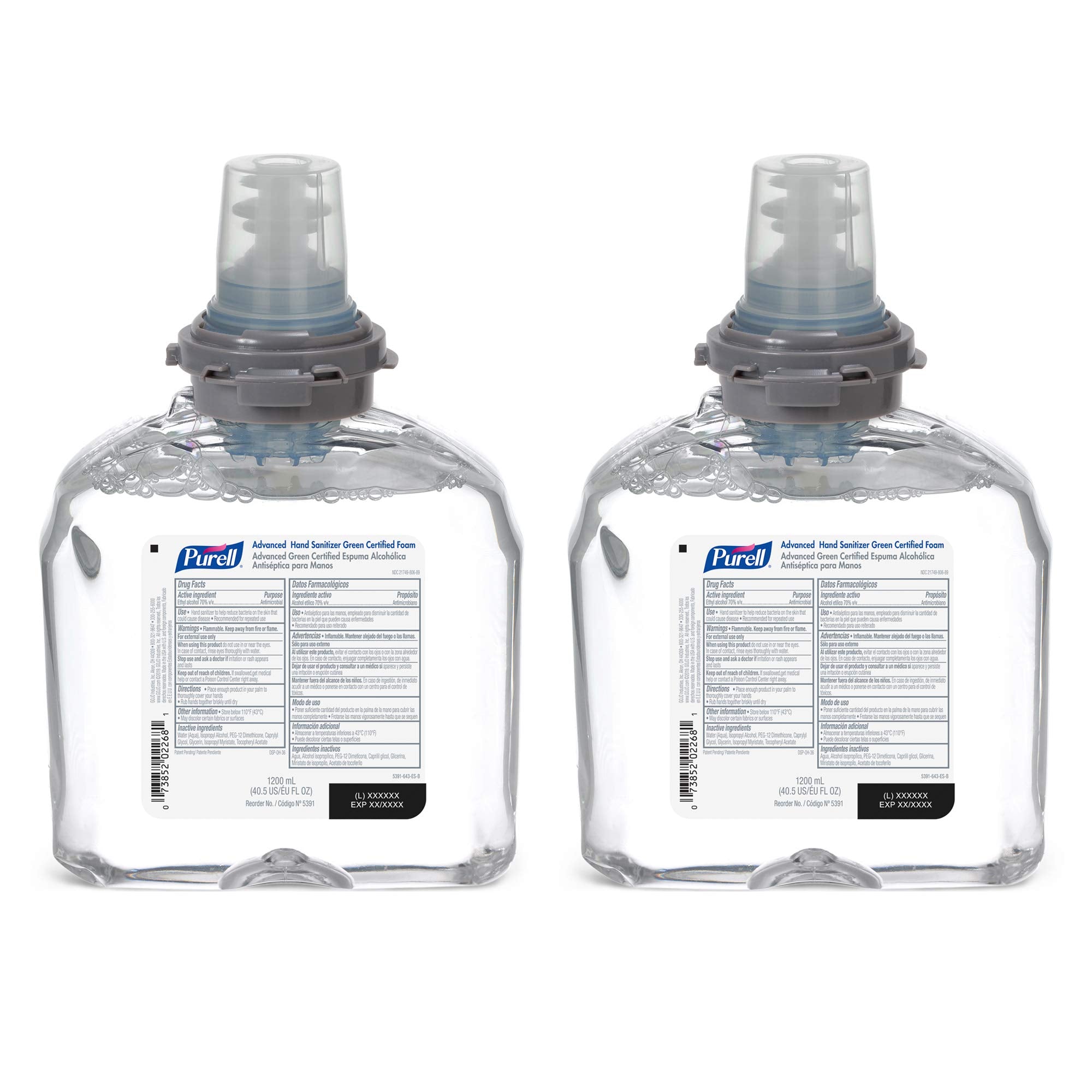 Purell Advanced Green foam bottle pour shows quick, smooth sanitizing in busy areas.