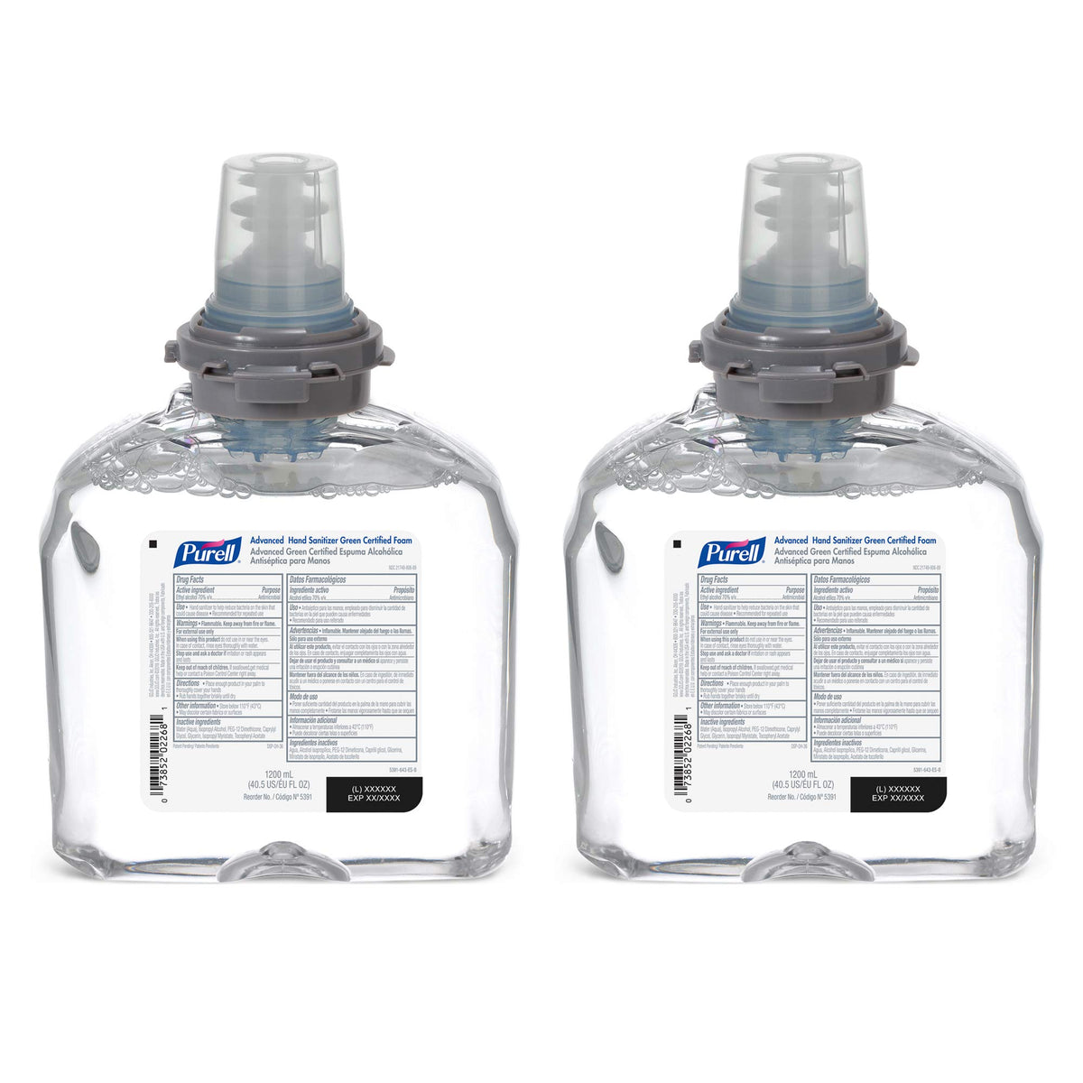 Purell Advanced Green foam bottle pour shows quick, smooth sanitizing in busy areas.