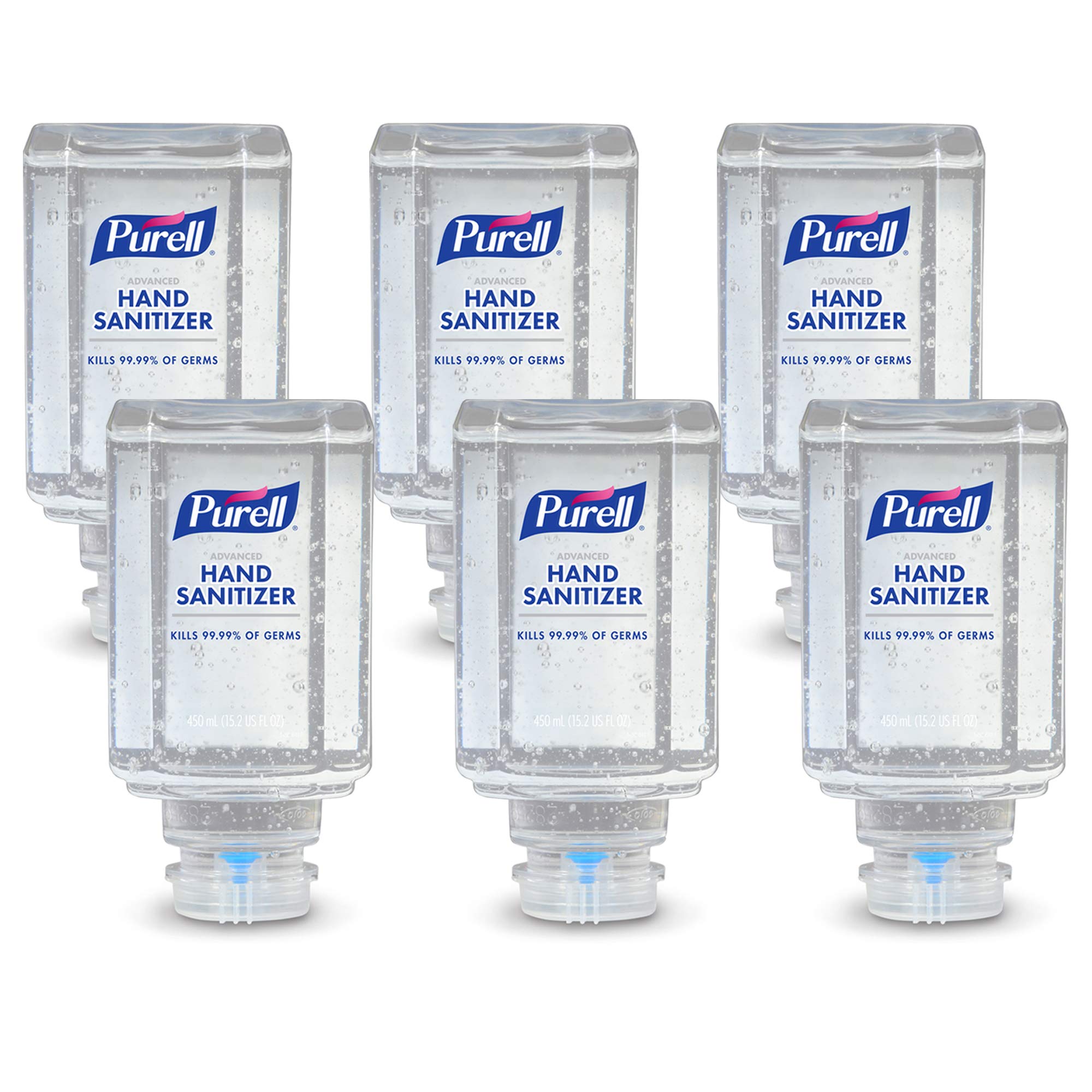 Purell ES1 refill bottle 450 ml six-pack for quick dispenser replacement