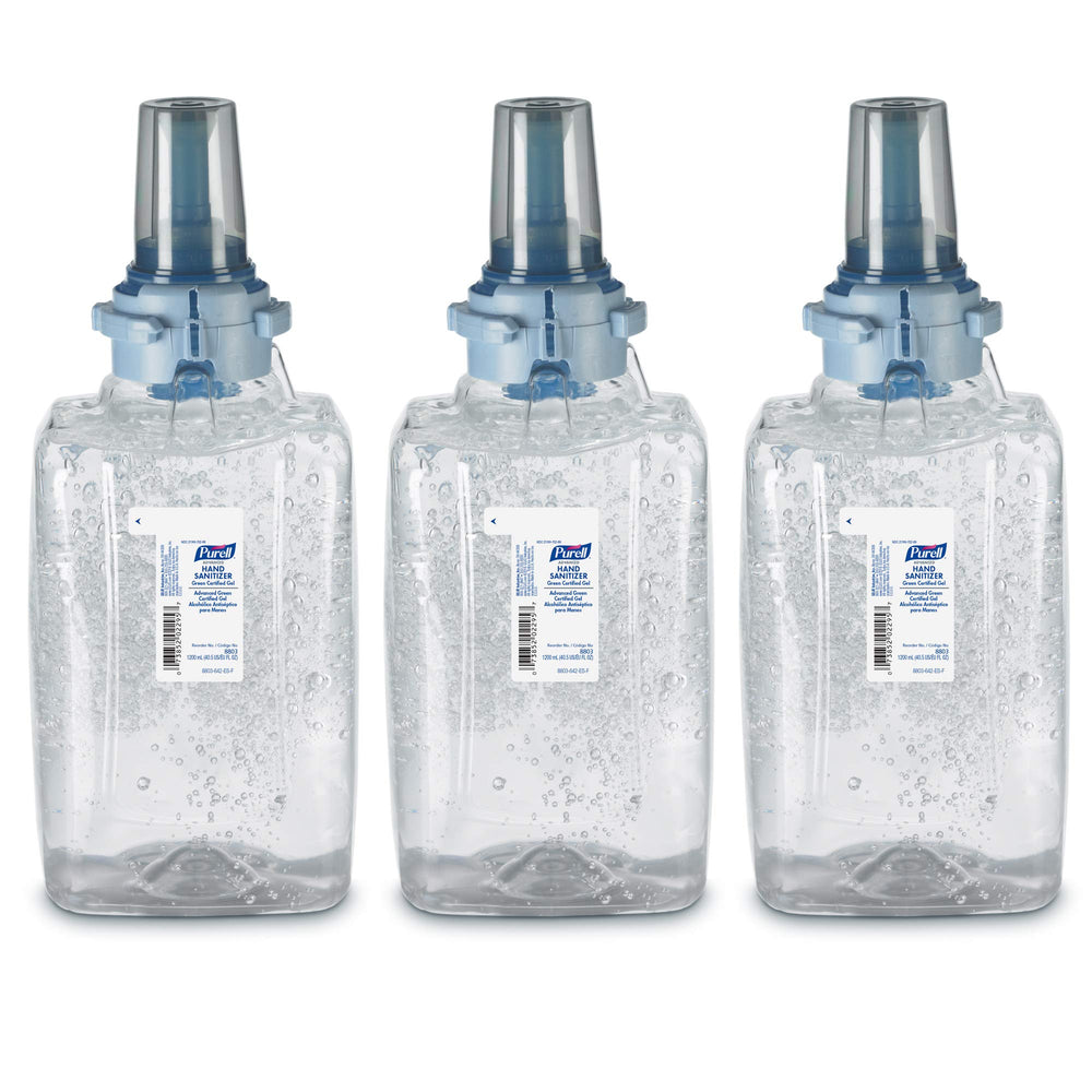 Purell Advanced gel refill in a clear 1200 ml bottle for easy restock planning