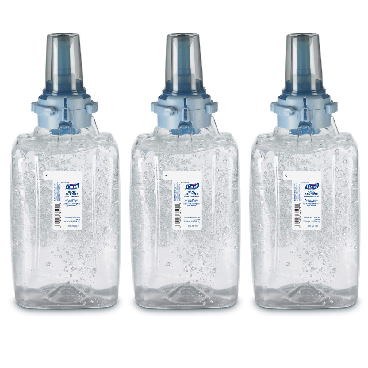 Purell Advanced gel refill in a clear 1200 ml bottle for easy restock planning
