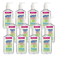 Purell Advanced Hand Sanitizer bottle with pump on a desk for quick sanitizer access and germ control