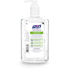 Close-up of Purell Naturals label highlighting plant based ethanol and essential oils