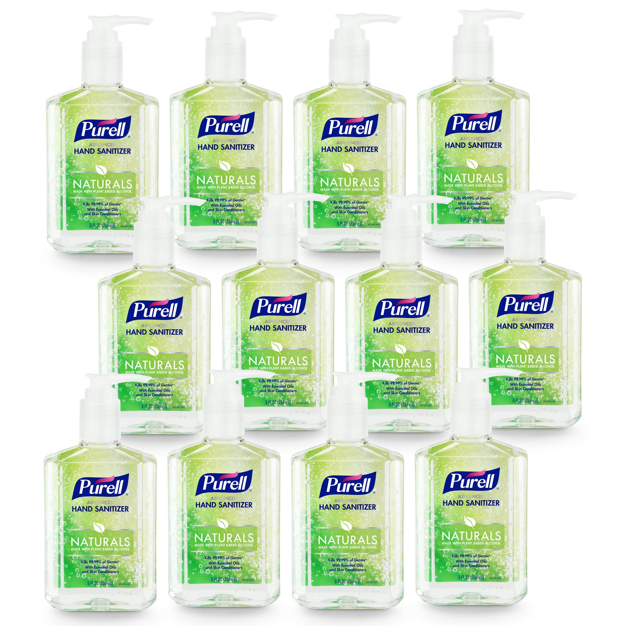 Purell Advanced Hand Sanitizer Naturals 8oz pump bottle on desk for quick cleanups