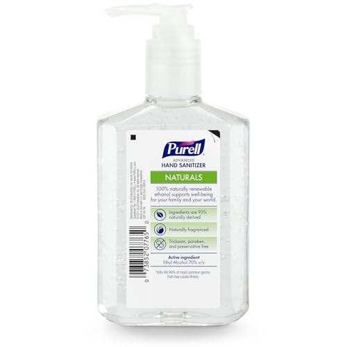 Closeup of Purell Advanced Hand Sanitizer Naturals pump in use