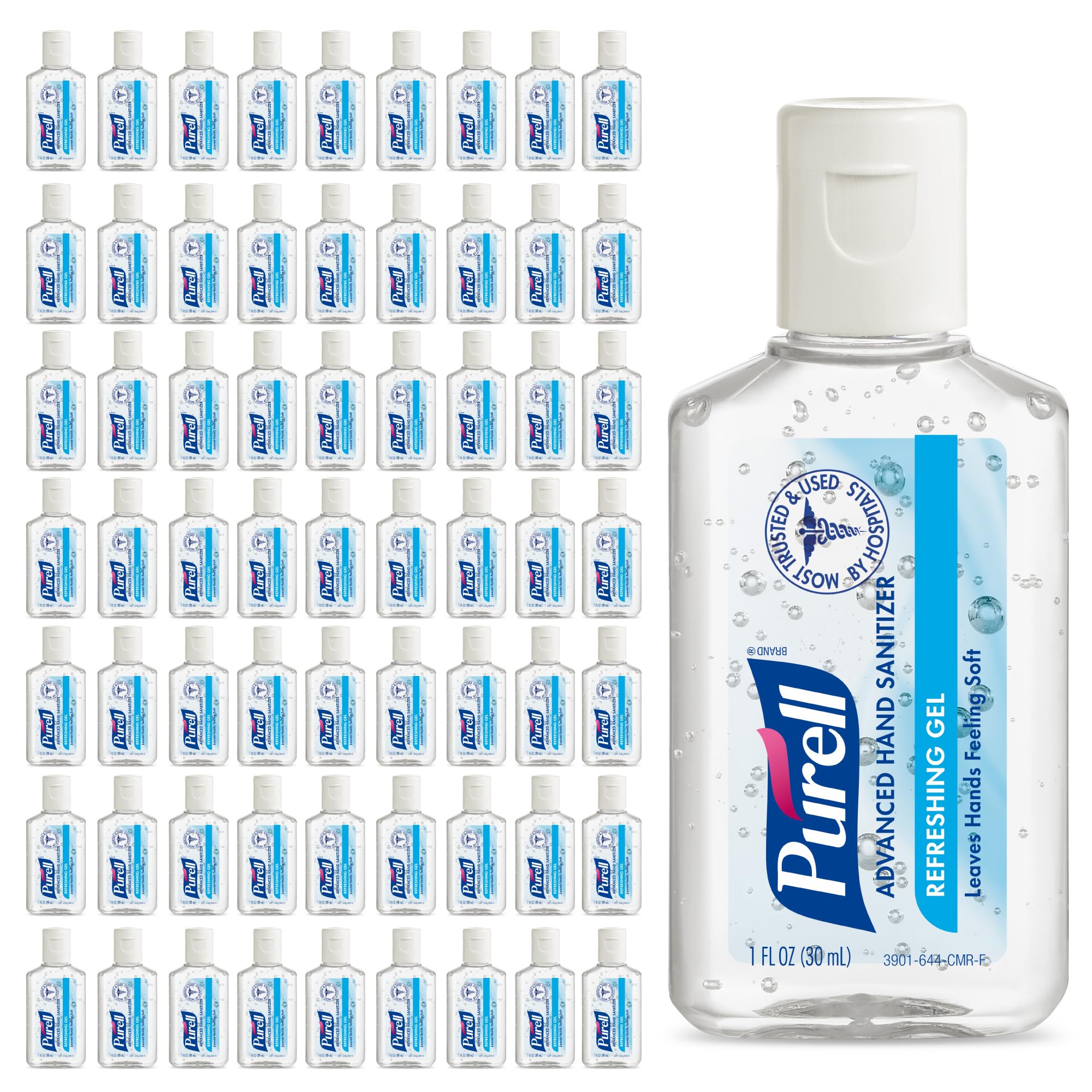 Purell Advanced Hand Sanitizer refreshing gel bottle front view for on-the-go protection.