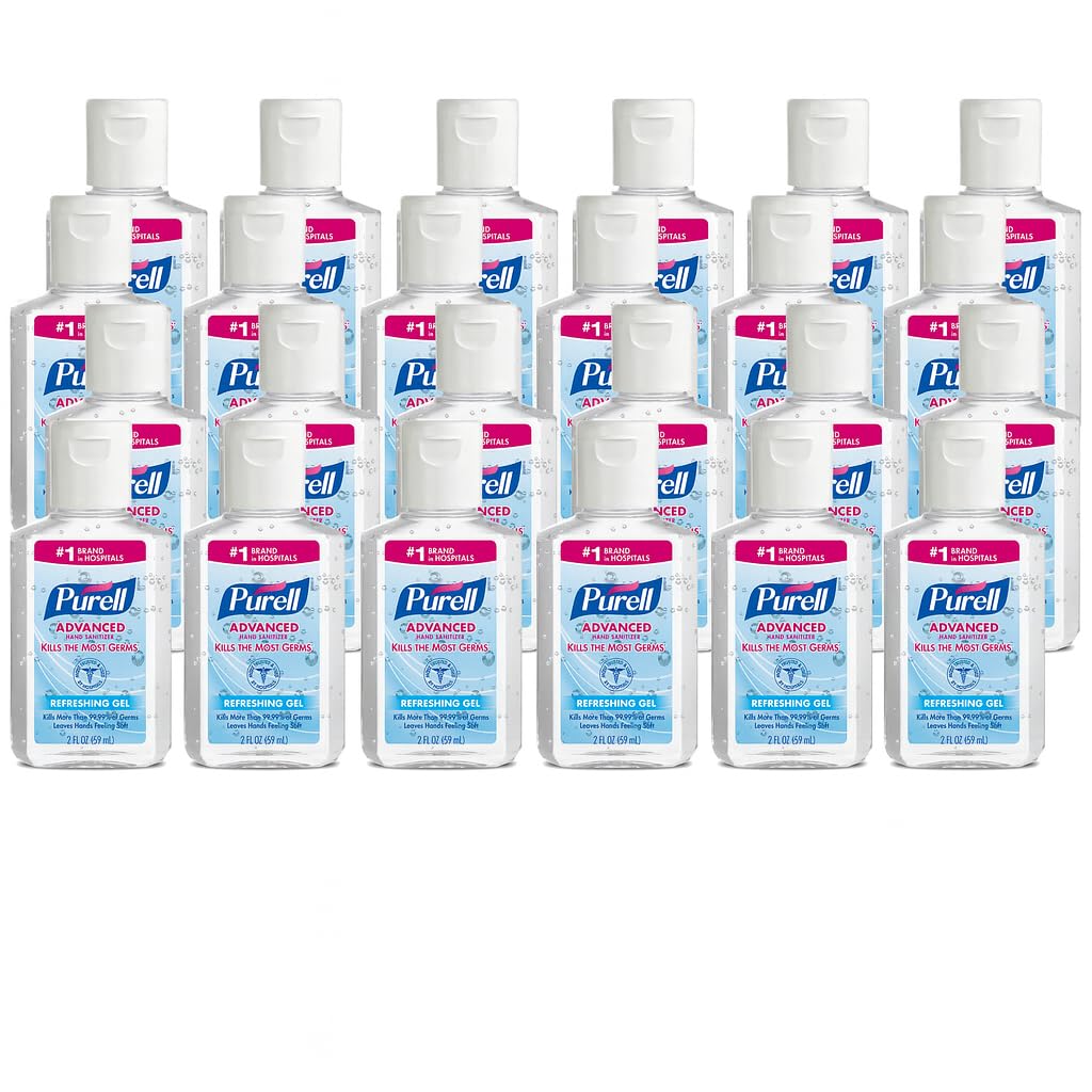 Purell Advanced Hand Sanitizer Refreshing Gel 2oz bottle for quick germ protection on the go.