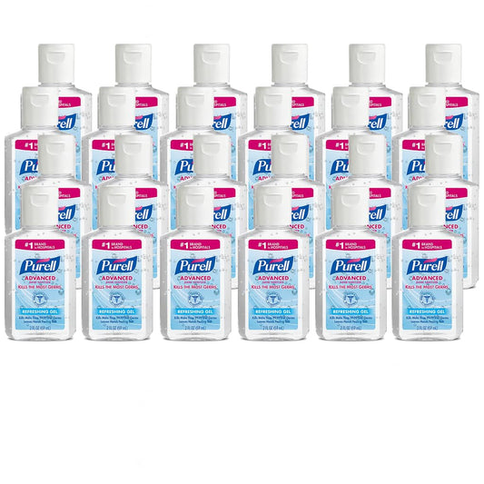 Purell Advanced Hand Sanitizer Refreshing Gel 2oz bottle for quick germ protection on the go.