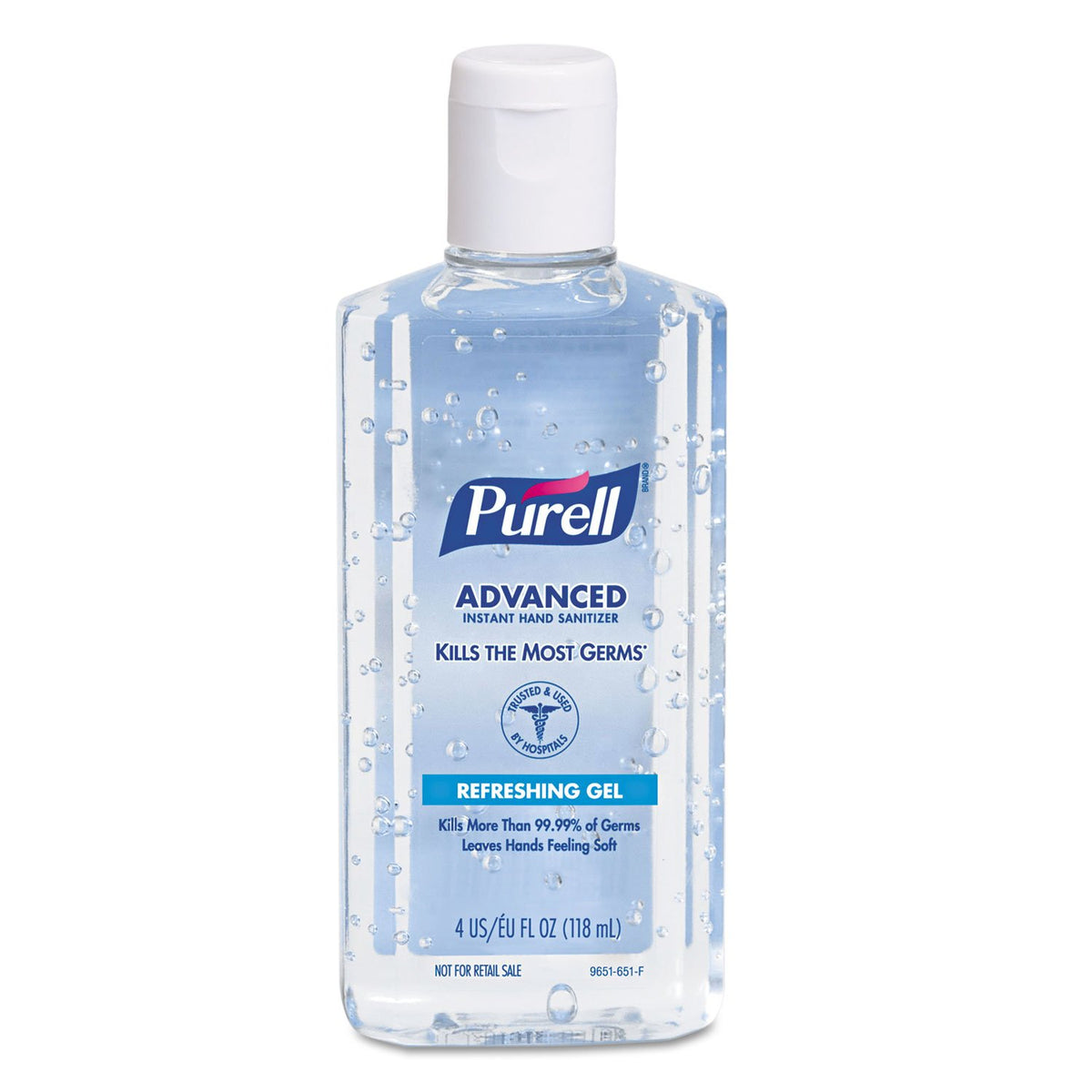 Purell Advanced Hand Sanitizer refreshing gel 4oz bottle front view for quick hygiene