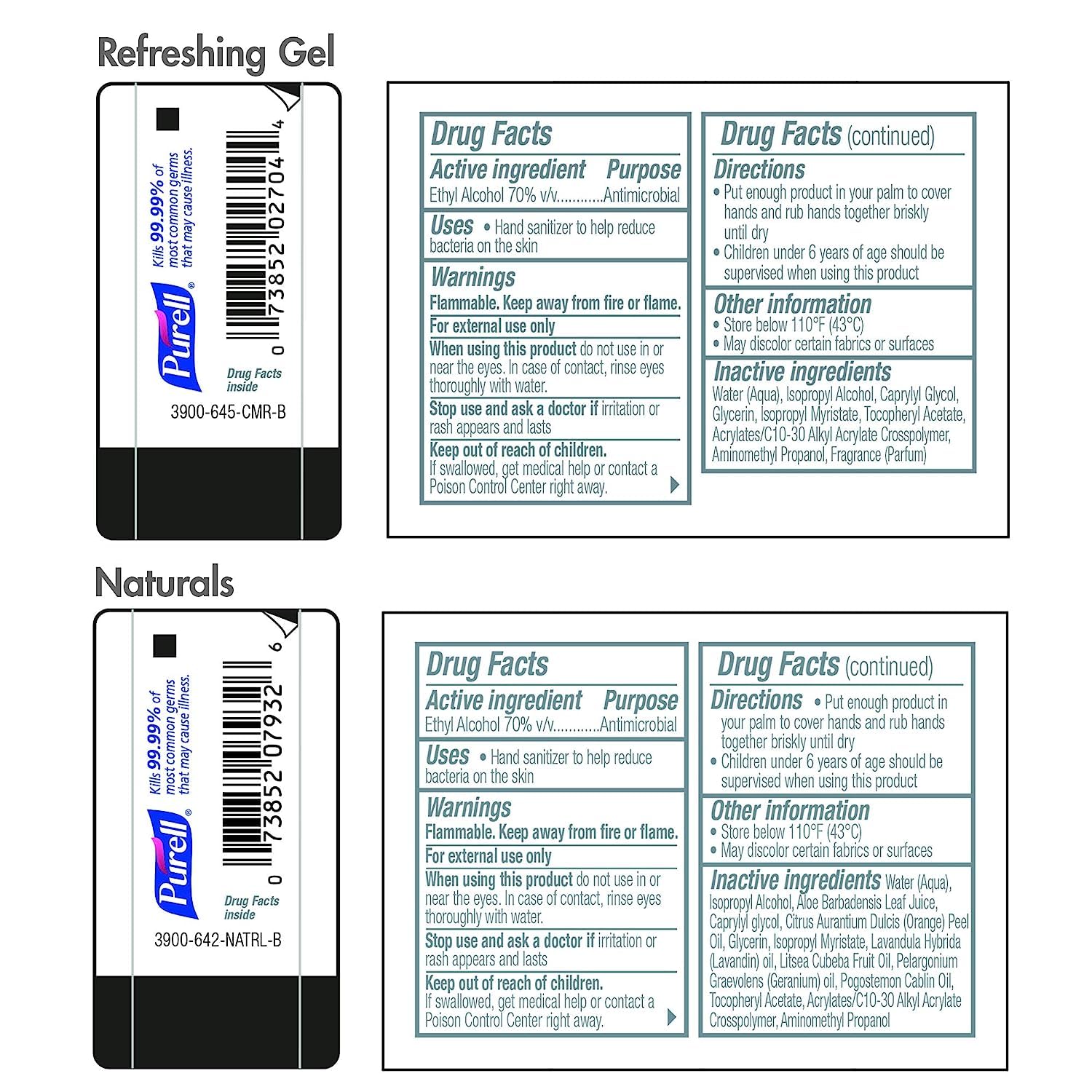 Purell Naturals formula in eco-certified packaging for daily use.