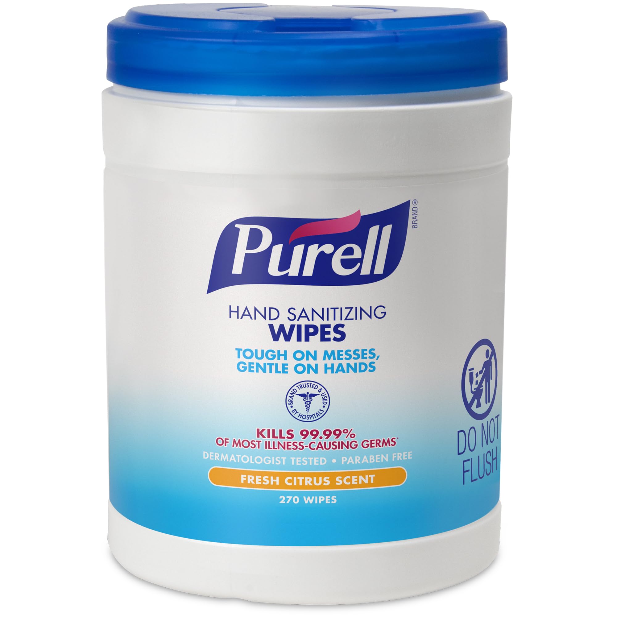 Purell Hand Sanitizing Wipes 270-count Eco-Fit canisters shown in packaging.