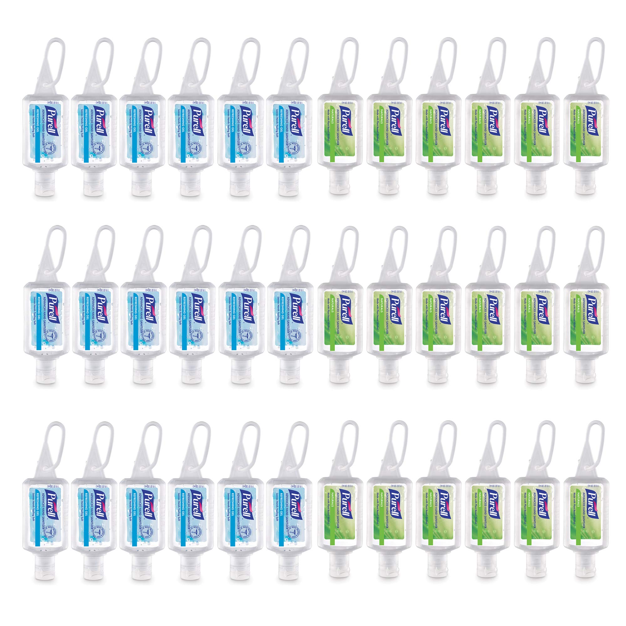 Purell Naturals bottle close-up for quick on-the-go sanitizing.
