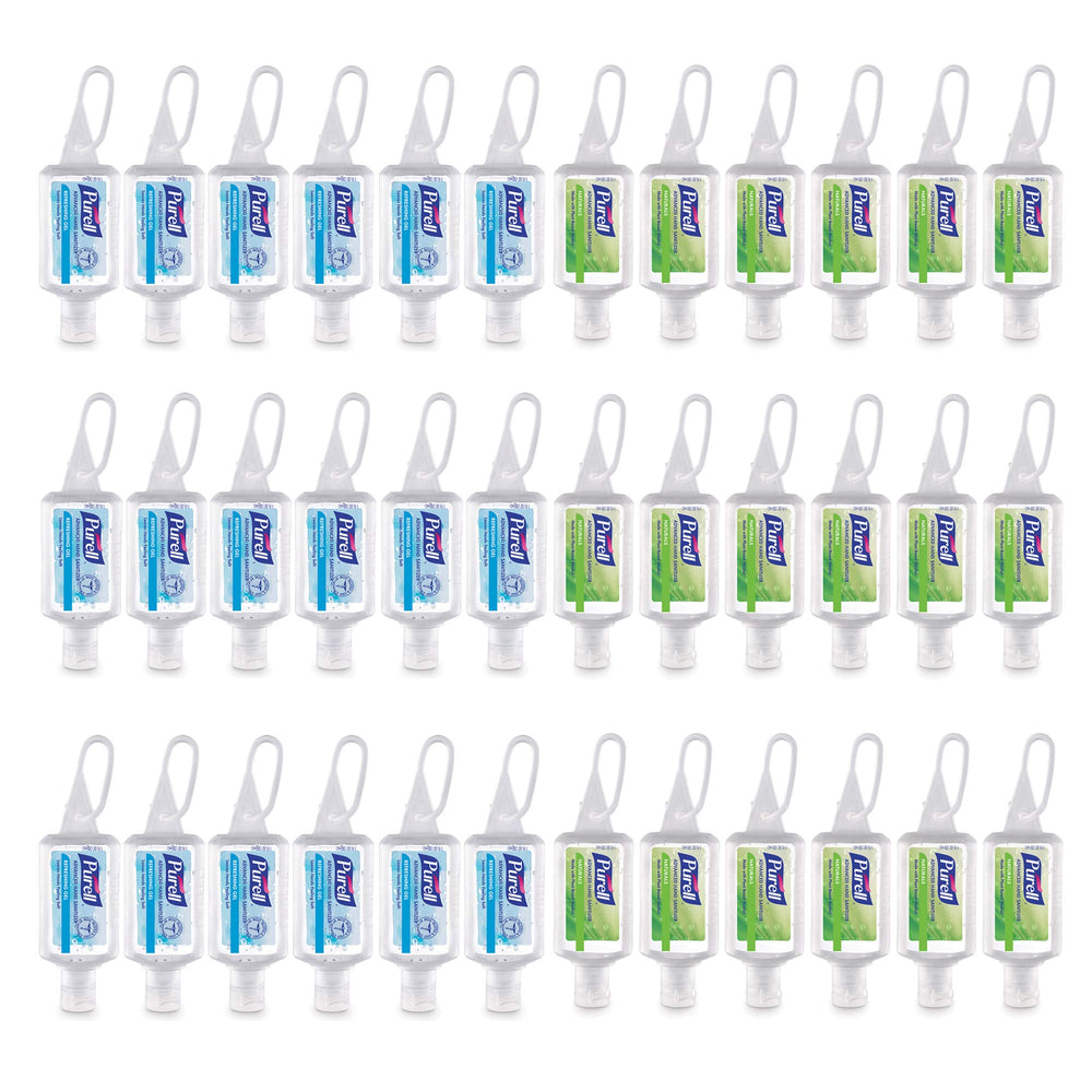 Purell Naturals bottle close-up for quick on-the-go sanitizing.