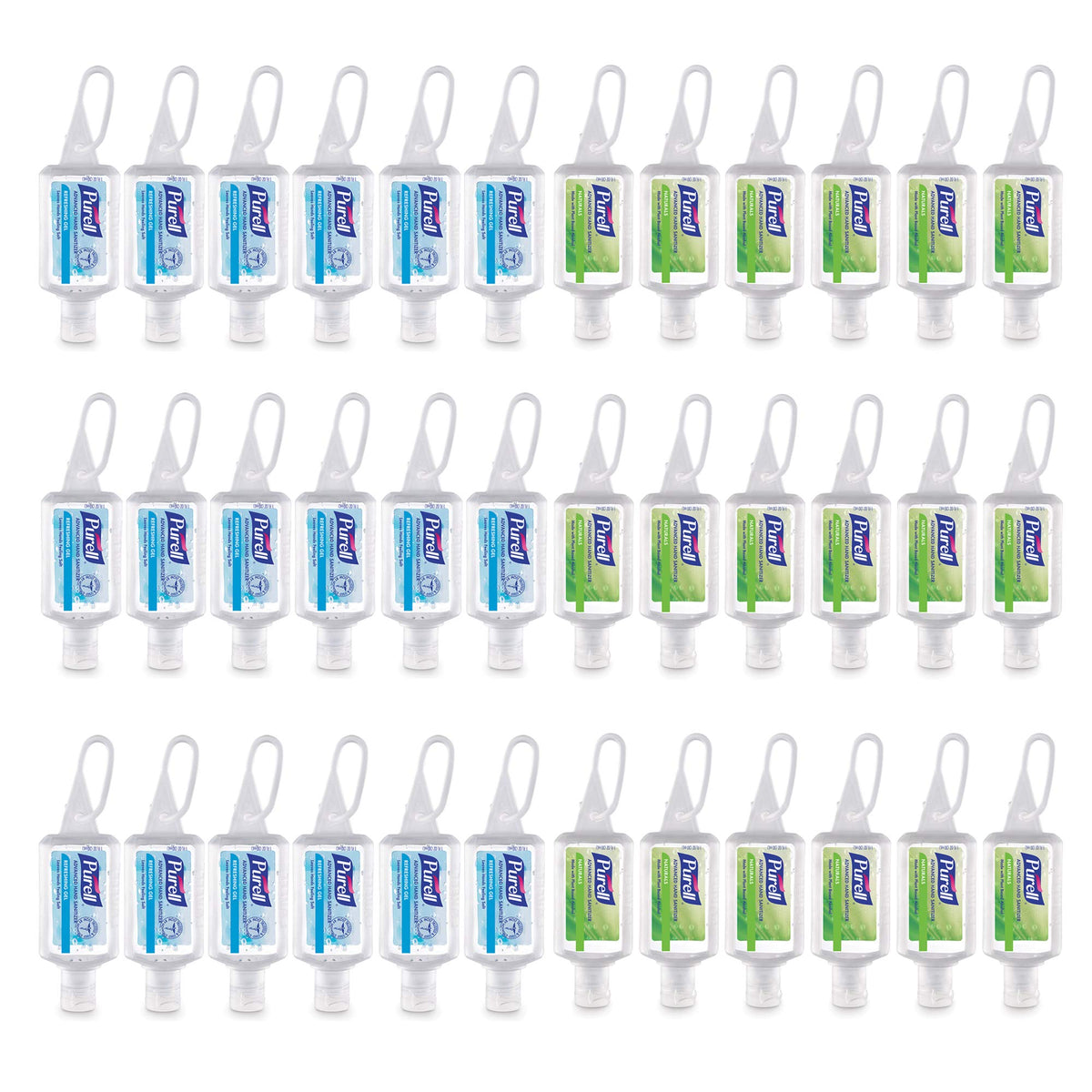 Purell Naturals bottle close-up for quick on-the-go sanitizing.