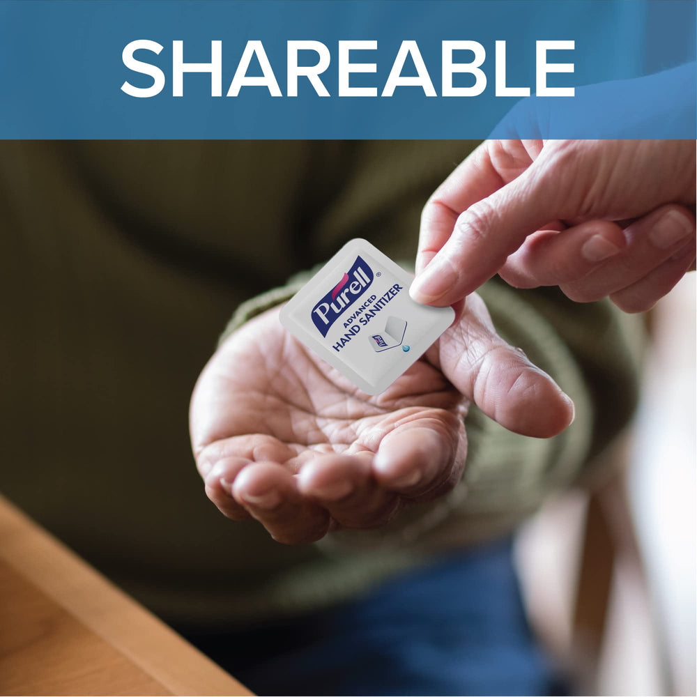 Purell SINGLES packet tucked in a pocket for quick protection