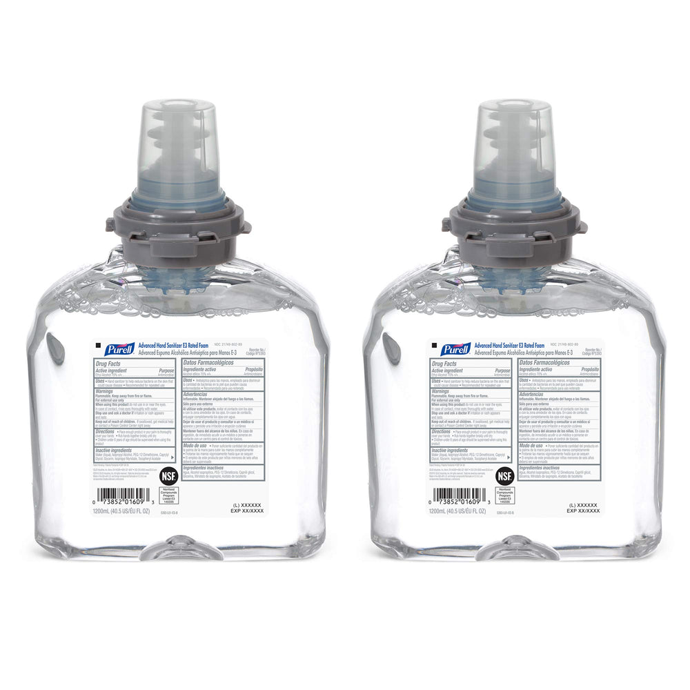 Purell TFX fragrance-free foam refill 1200 ml, front view for touch-free dispensers
