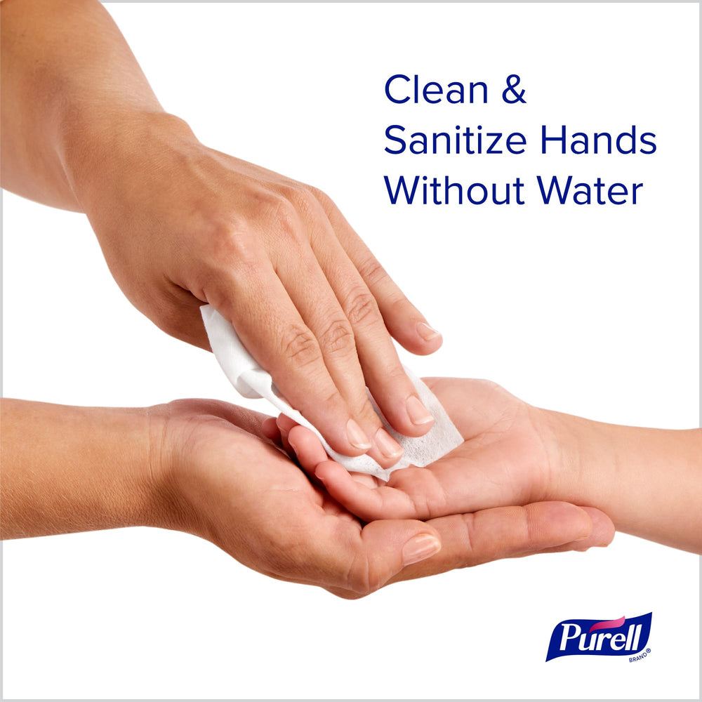 Purell wipes dispense from a canister for quick, mess-free sanitizing