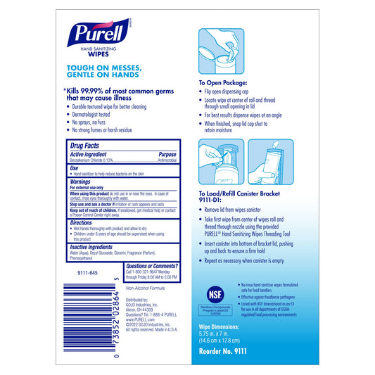 Purell wipes showing fresh citrus scent for desk-side cleanups.