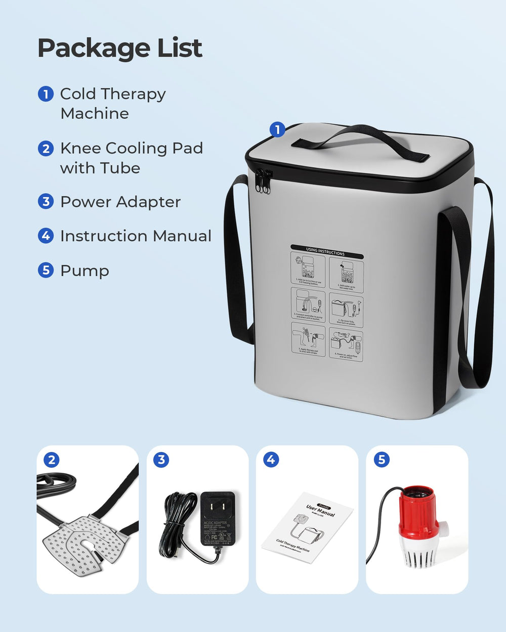 Purella cold therapy machine portable unit with handle for easy home use.